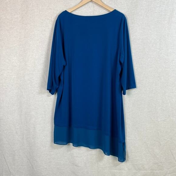Susan Graver Womens Liquid Knit Tunic Top Size 2X Asymmetric Stretch Mature Blue - Picture 9 of 12